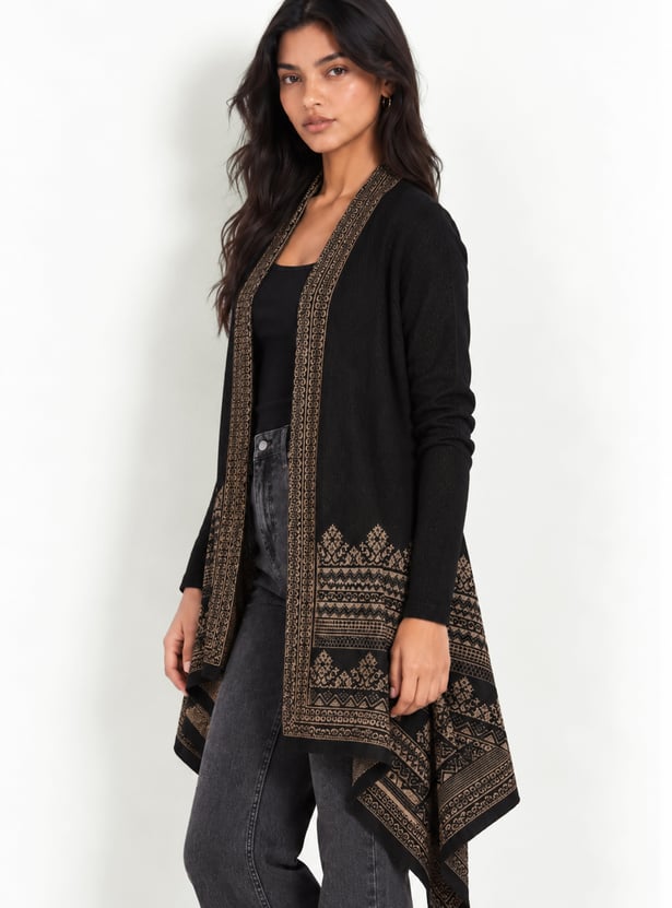 Women Jacquard Waterfall Shrug