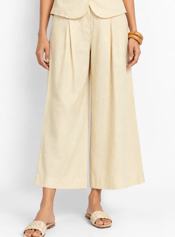 Women Pleated Wide-Leg Palazzos