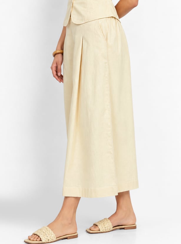 Women Pleated Wide-Leg Palazzos