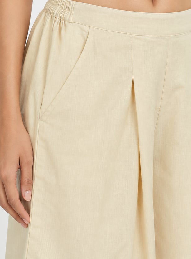 Women Pleated Wide-Leg Palazzos