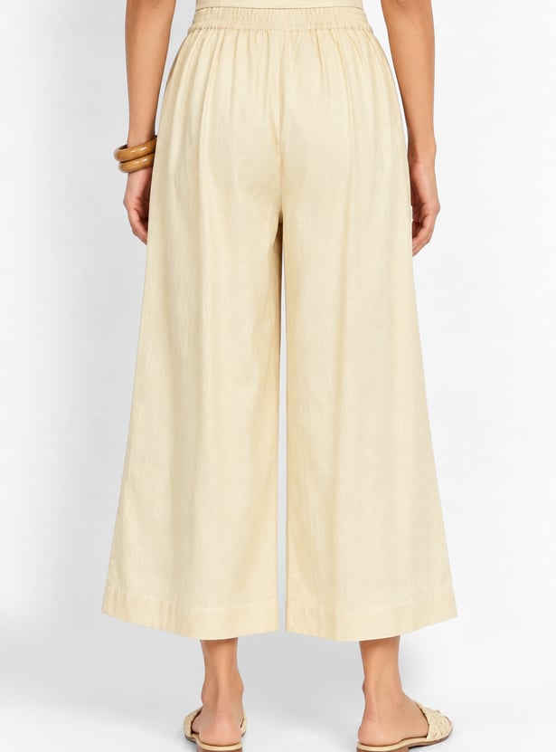 Women Pleated Wide-Leg Palazzos