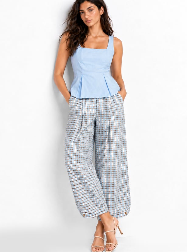 Women Pleated Peplum Top