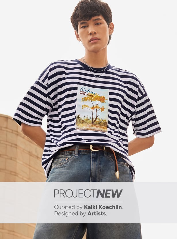URB_N Men Striped Printed T-shirt