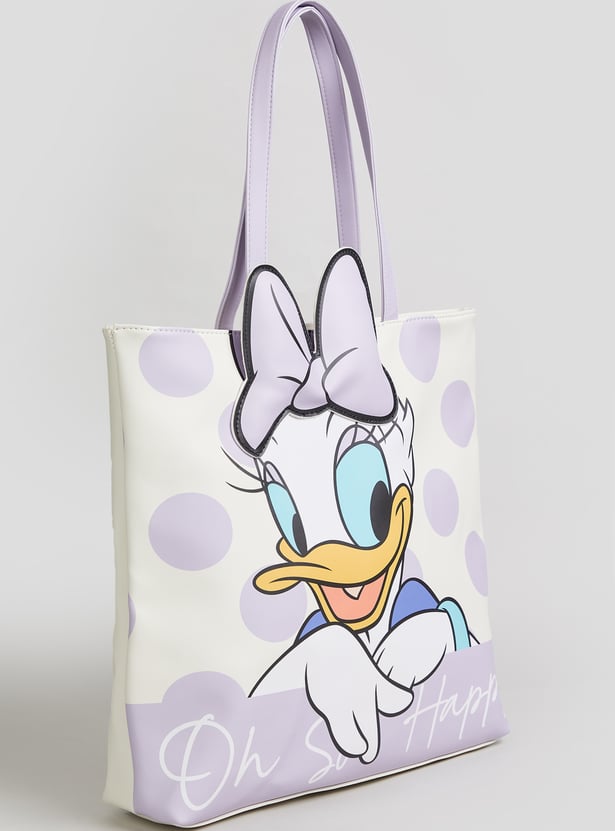 Girls Daisy Duck Print Tote Bag
