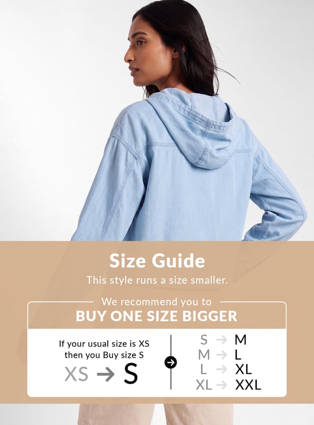 Women Hooded Denim Shirt