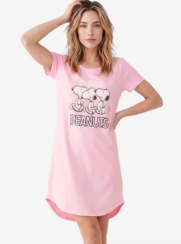 Women Snoopy Printed Nightdress
