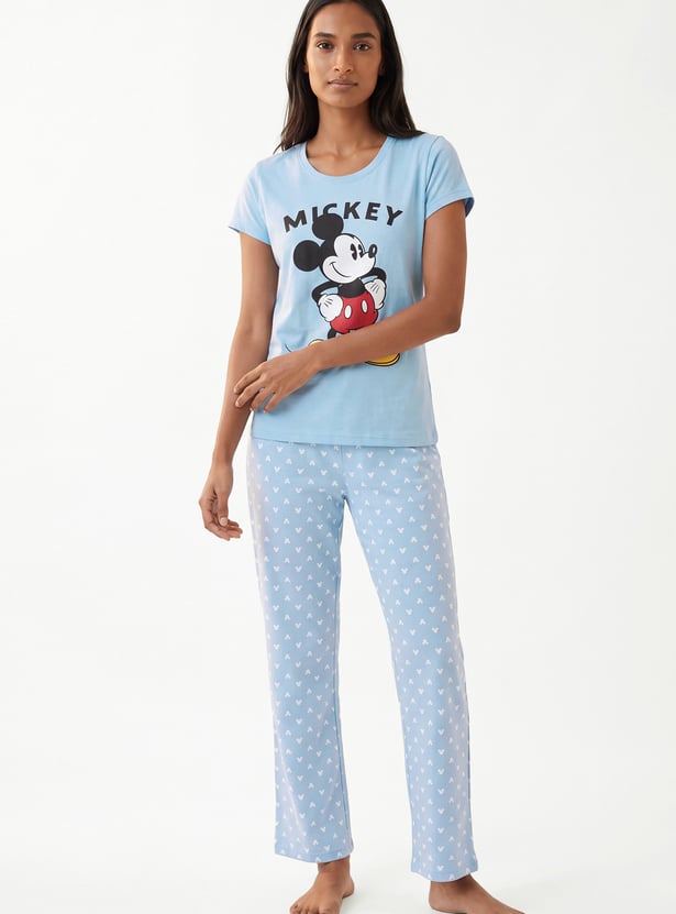 Women Mickey Printed PJ Set