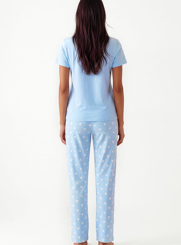 Women Mickey Printed PJ Set