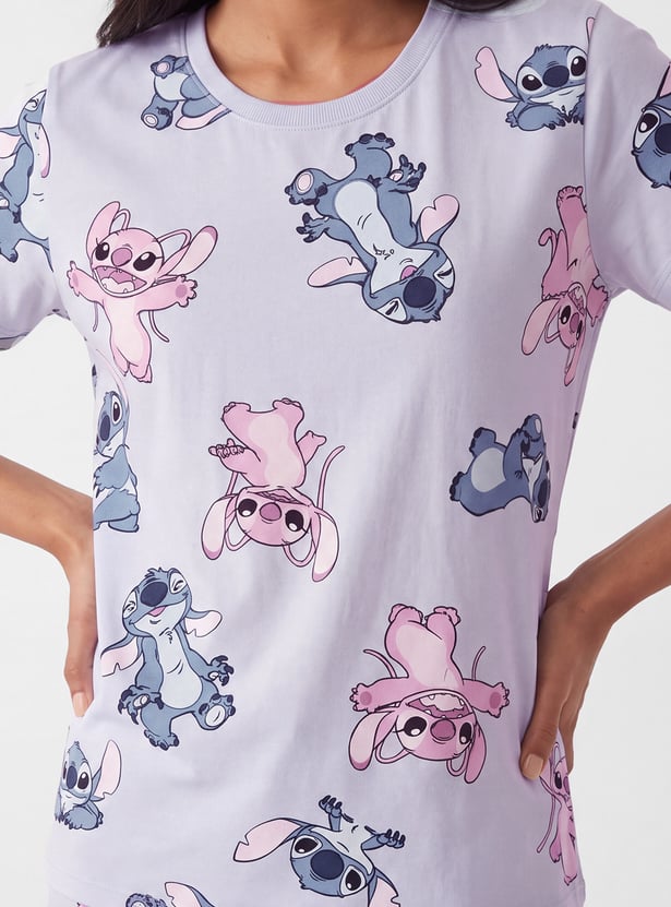 Women Stitch Character Print PJ Set