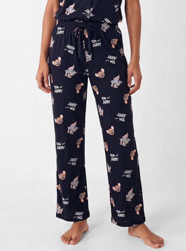 Women Tom & Jerry Print PJ Set