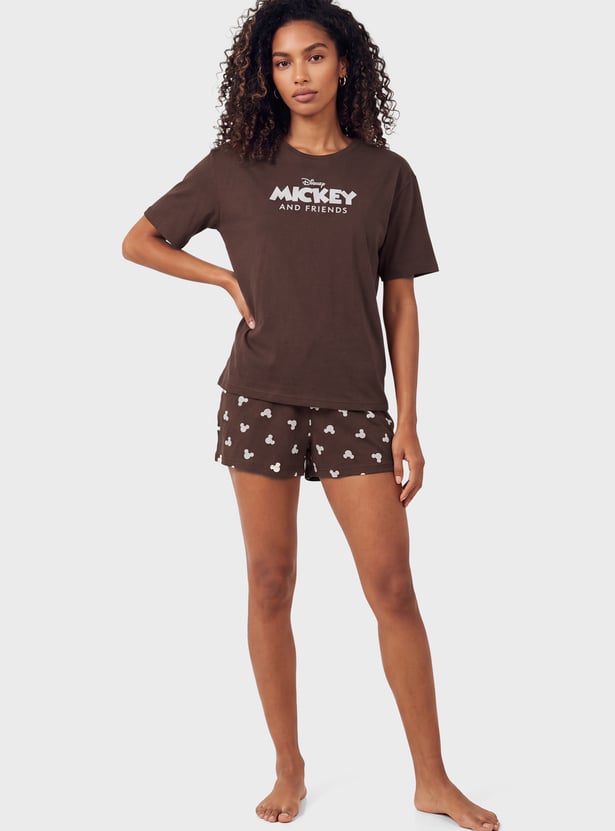 Women Mickey & Friends Print Shorts Set