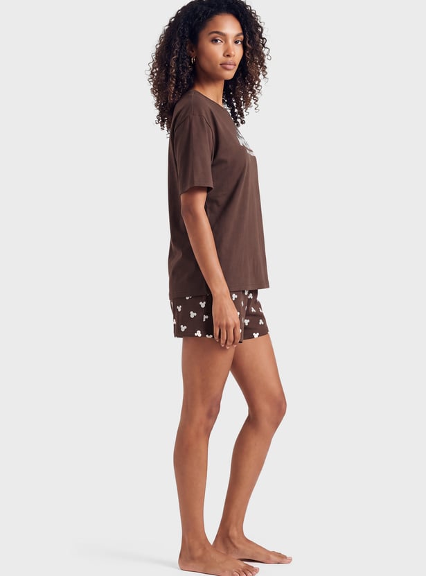 Women Mickey & Friends Print Shorts Set