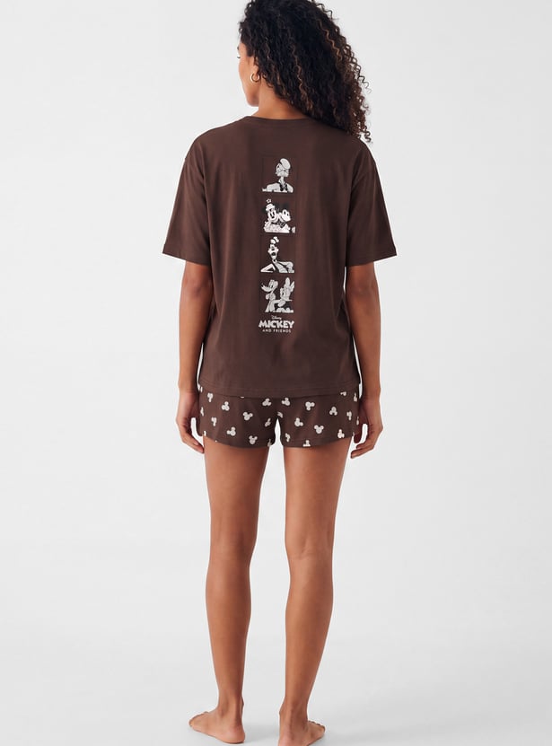 Women Mickey & Friends Print Shorts Set