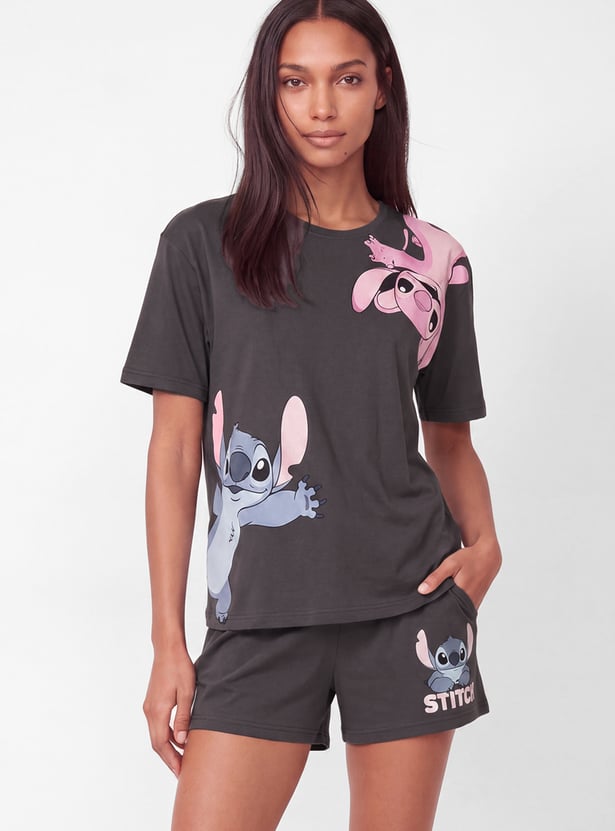 Women Stitch Character Shorts Set