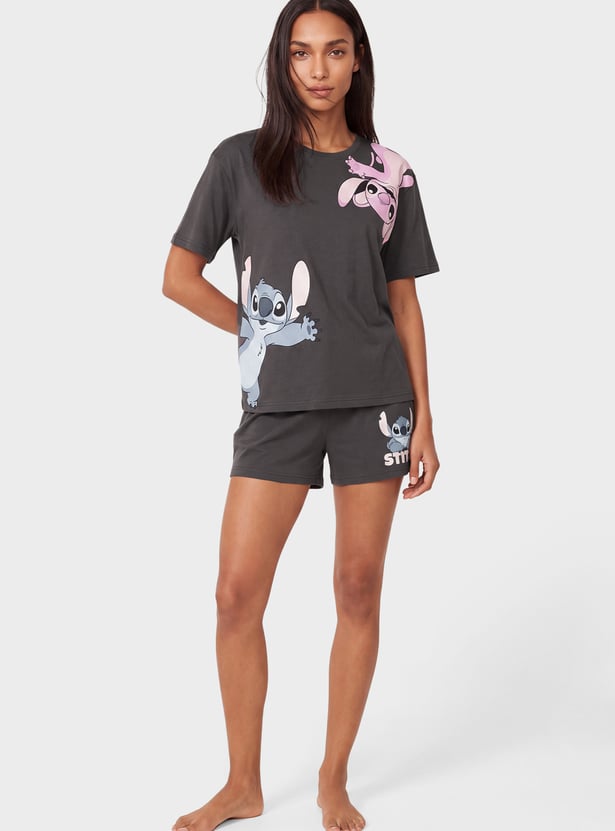 Women Stitch Character Shorts Set