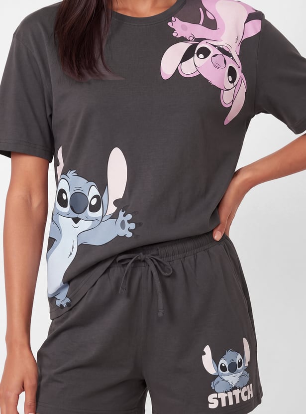 Women Stitch Character Shorts Set