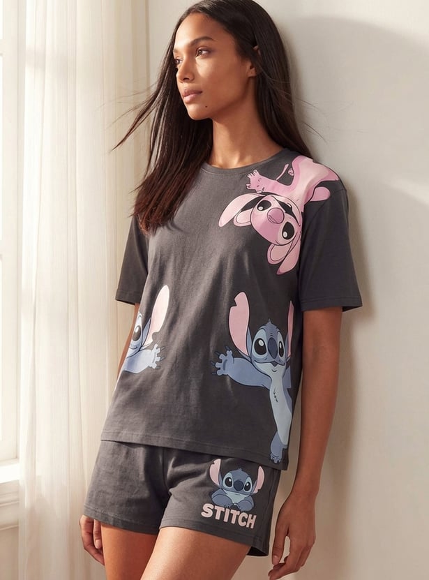 Women Stitch Character Shorts Set