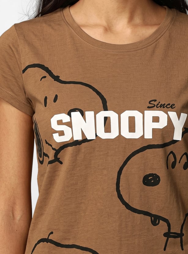 Women Snoopy Print PJ Set