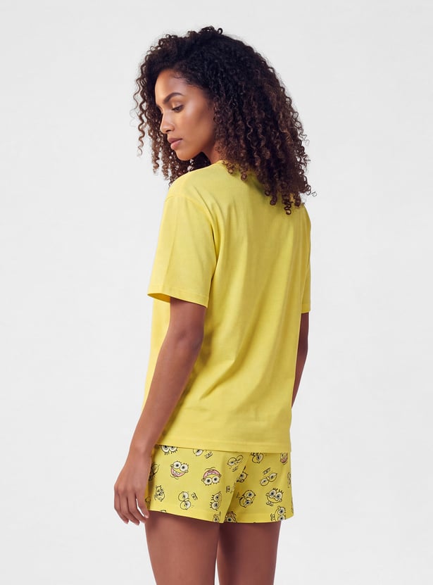 Women SpongeBob Print Shorts Set