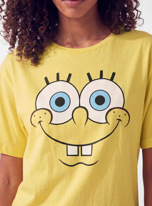 Women SpongeBob Print Shorts Set