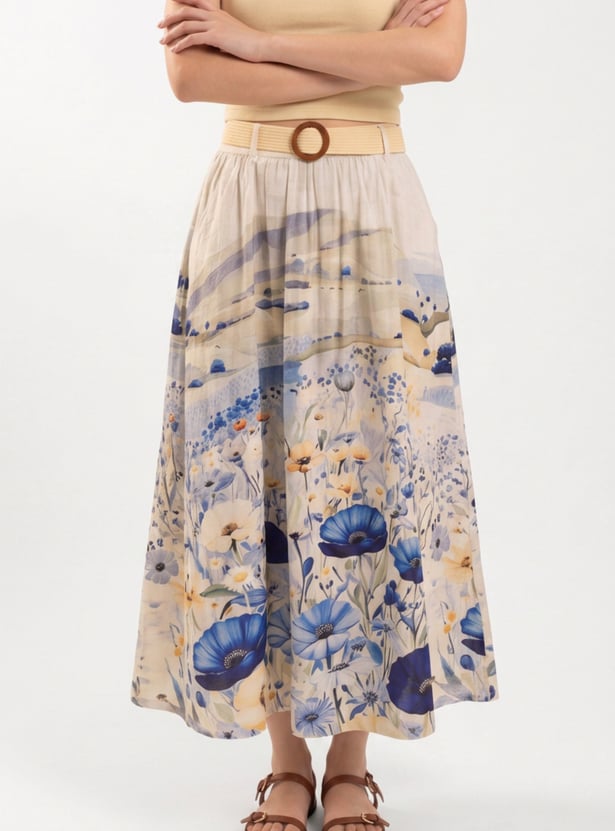 Women Floral Midi Skirt