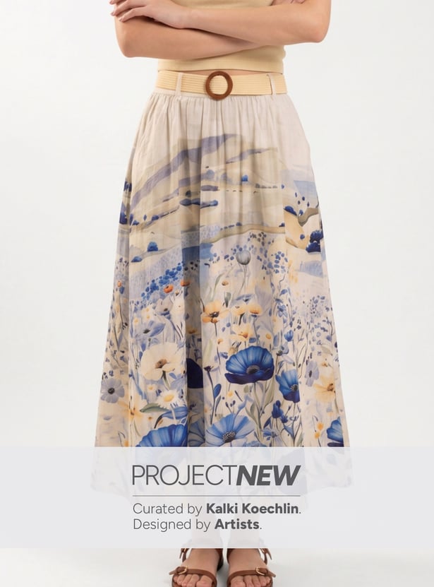 Women Floral Midi Skirt
