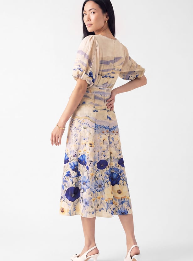 Women Floral Print Midi Dress