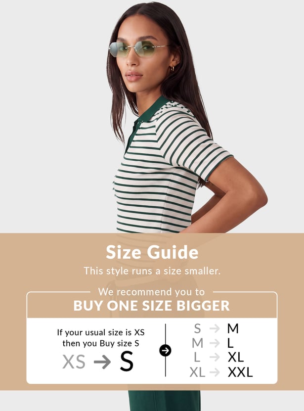 Women Striped Sport Polo T-shirt