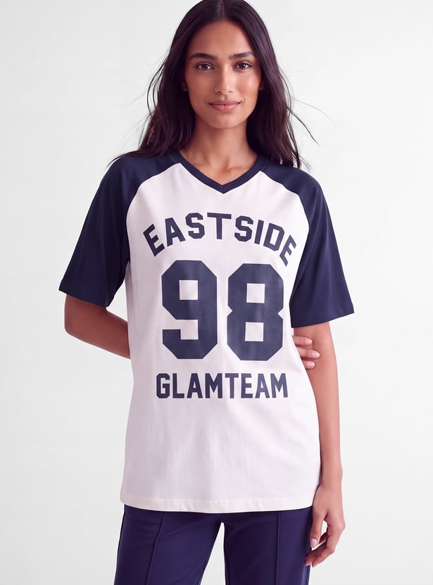 Women Printed Oversized Sports T-shirt