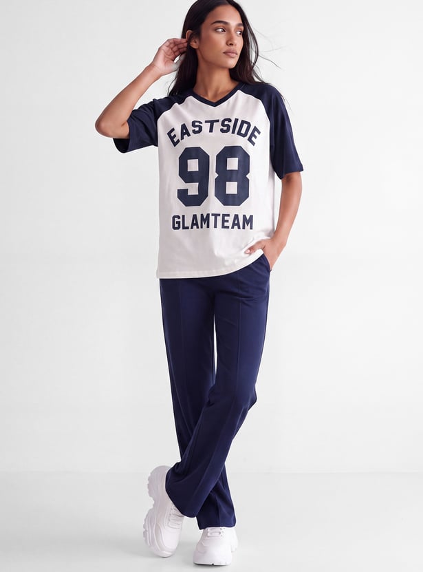 Women Printed Oversized Sports T-shirt