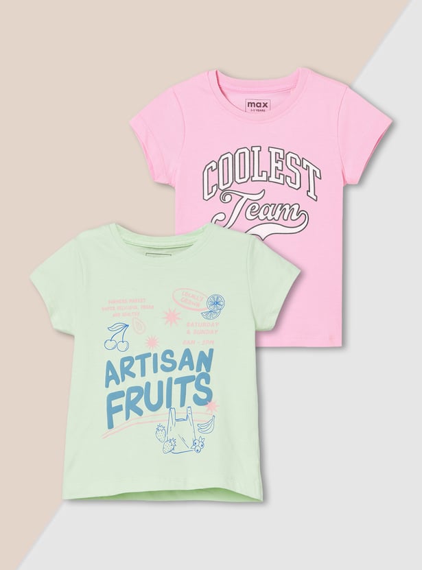 Girls Printed T-shirt - Pack of 2