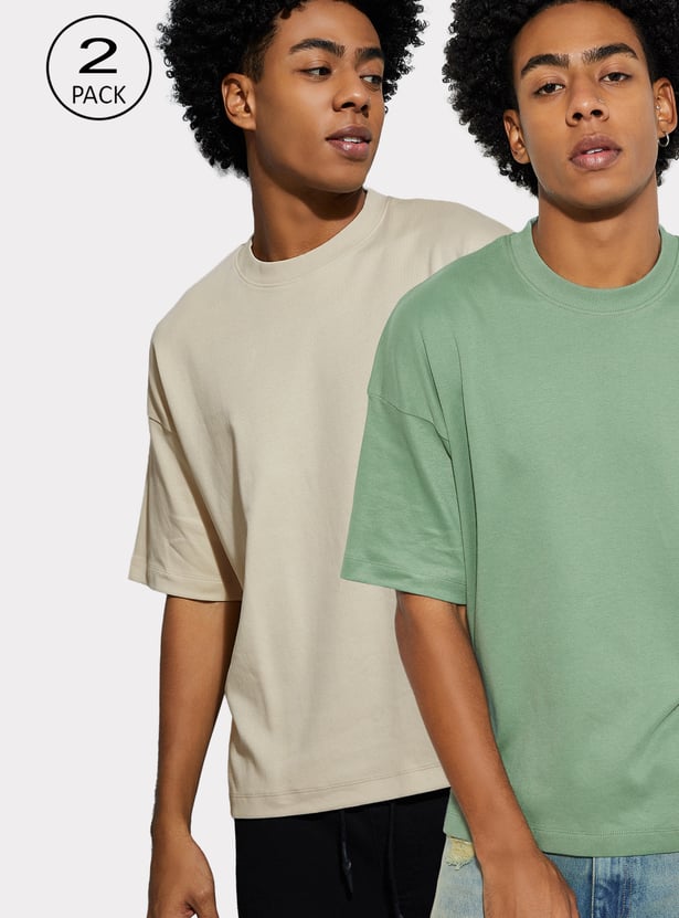 URB_N Men Solid T-shirt - Pack of 2