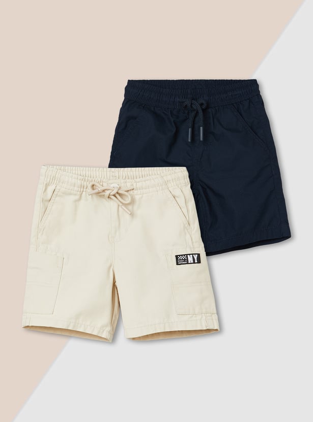 Boys Solid Shorts - Pack of 2