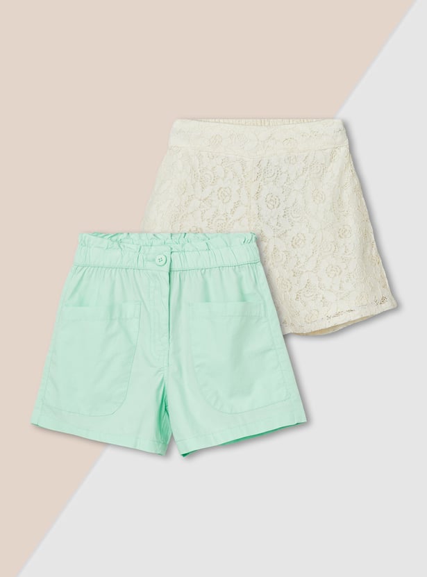 Girls Assorted Woven Shorts - Pack of 2