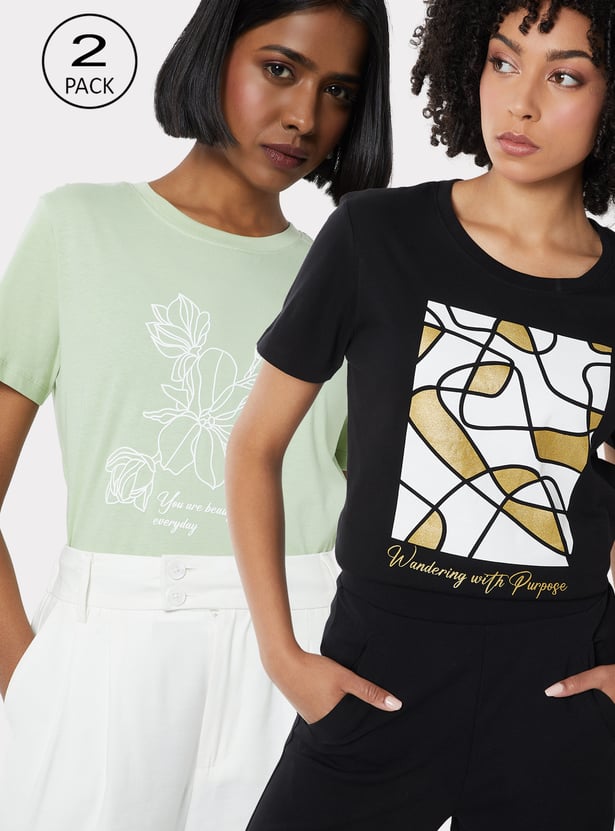 Women Printed T-shirts - Pack of 2