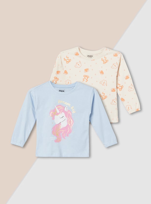 Girls Printed T-shirt - Pack of 2
