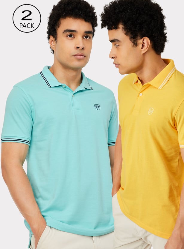 Men Solid Polo T-shirt - Pack of 2