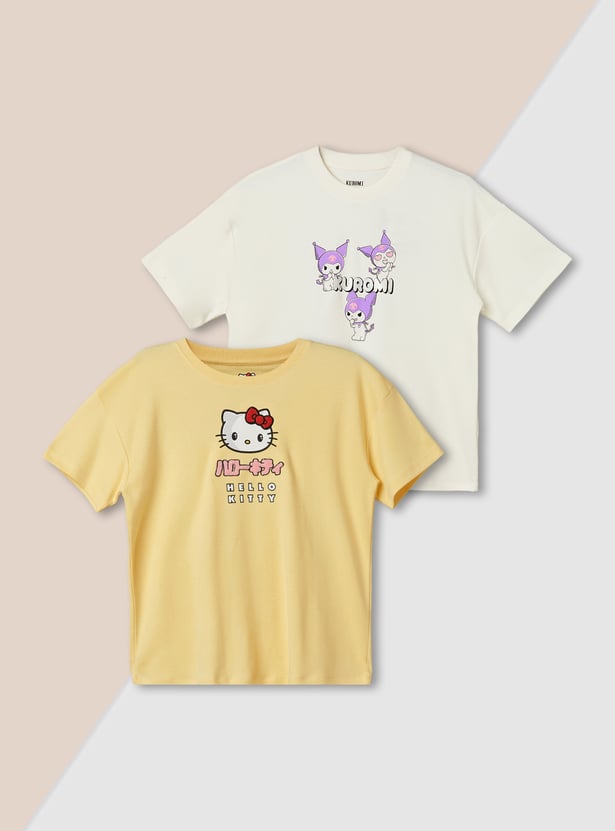 Girls Printed T-shirt - Pack of 2