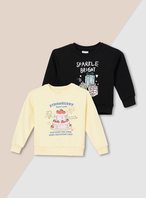 Girls Graphic Print Sweatshirt - Pack of 2