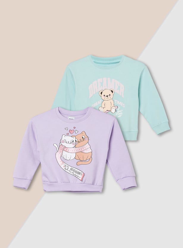 Girls Graphic Print Sweatshirt - Pack of 2