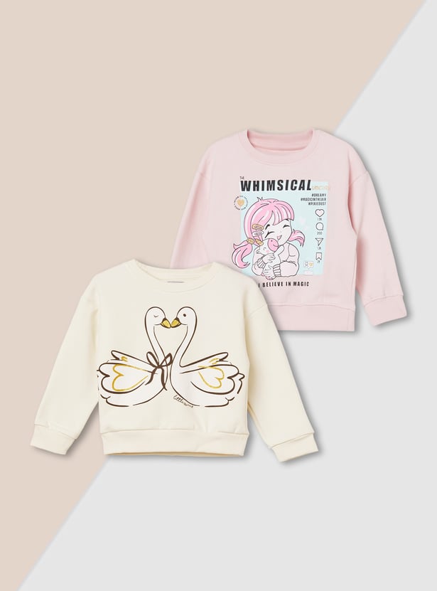 Girls Printed Sweatshirt - Pack of 2