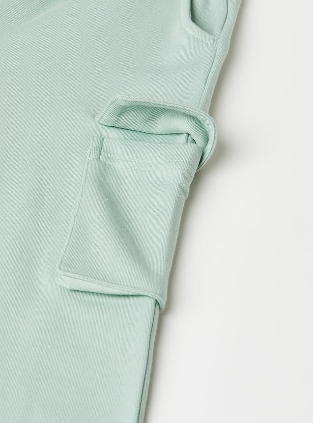 Girls Solid Cargo Track Pants - Pack of 2