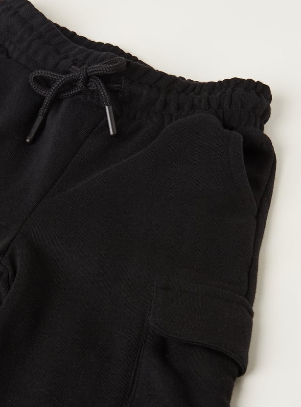 Girls Solid Cargo Track Pants - Pack of 2