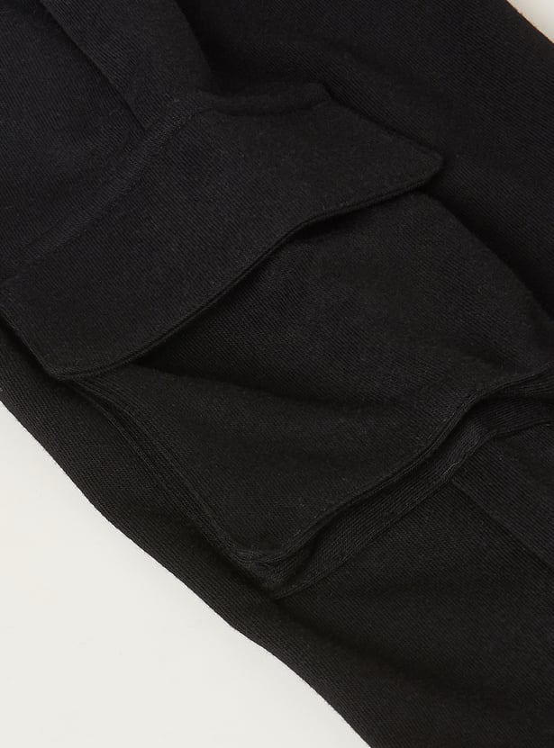 Girls Solid Cargo Track Pants - Pack of 2