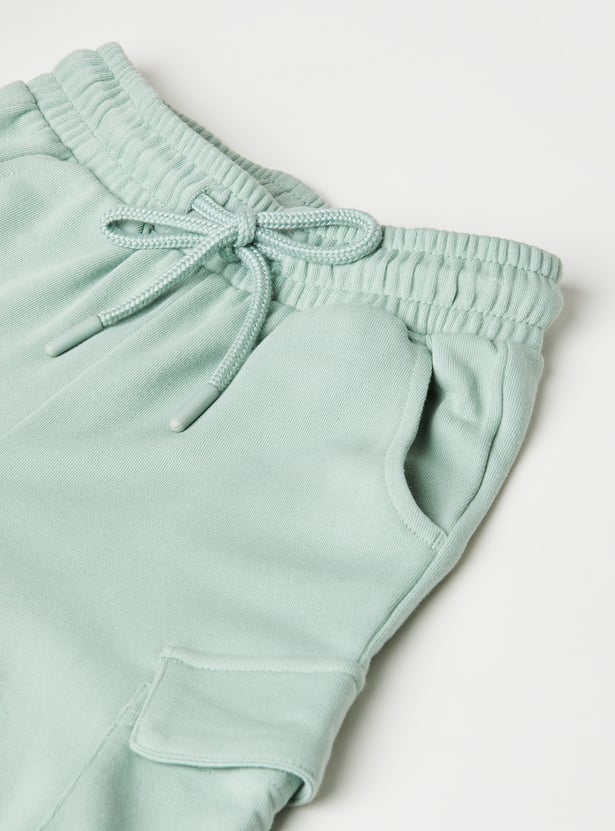 Girls Solid Cargo Track Pants - Pack of 2