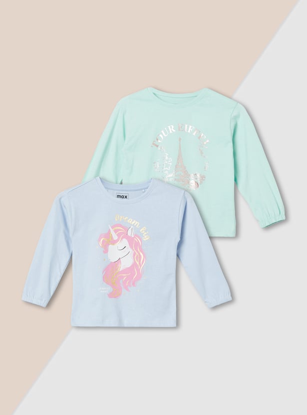 Girls Printed T-shirt - Pack of 2