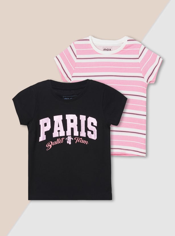 Girls Assorted T-shirt - Pack of 2