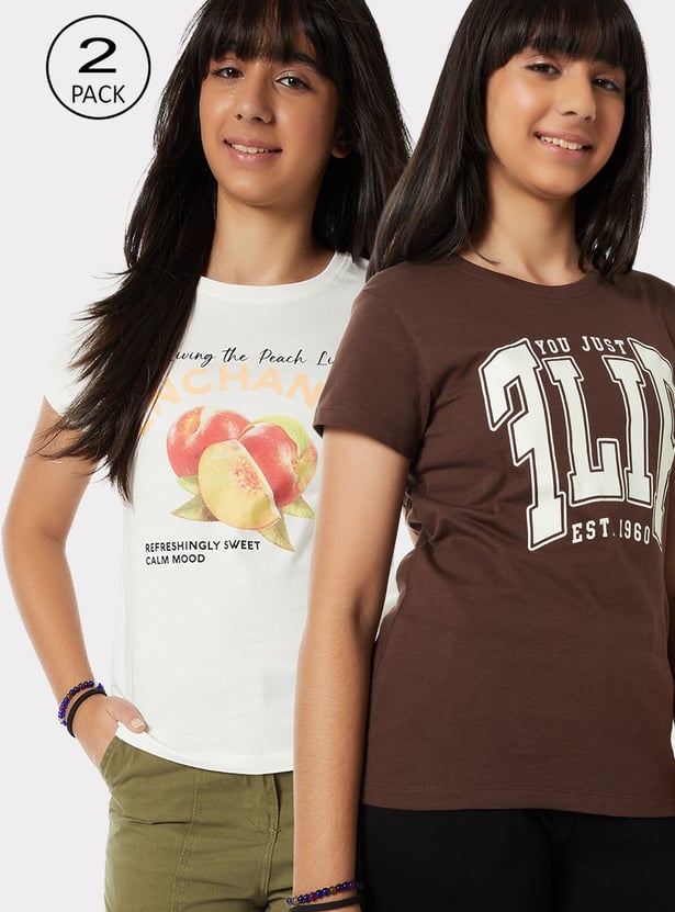 Girls Printed T-shirt - Pack of 2