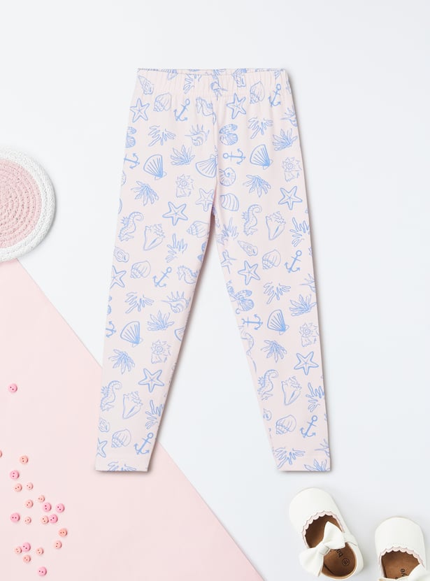 Girls Printed Leggings - Pack of 2