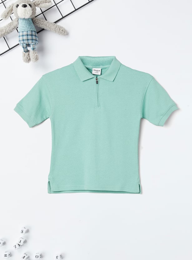 Boys Textured Polo T-shirt - Pack of 2